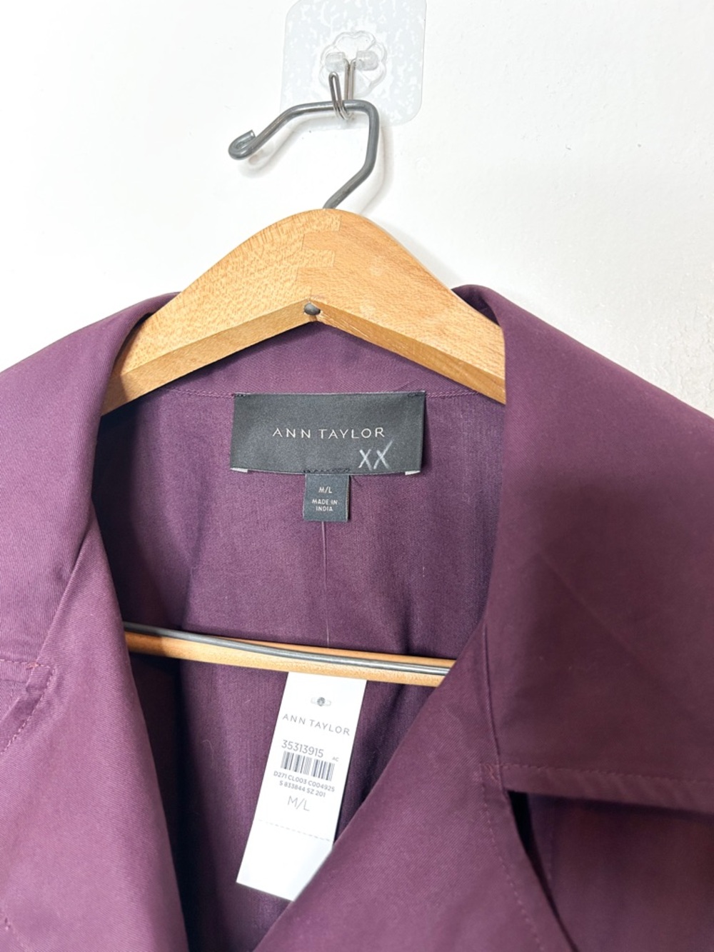 NWT Ann Taylor Womens Contemporary Trench Poncho Jacket Purple M/L - Picture 5 of 9